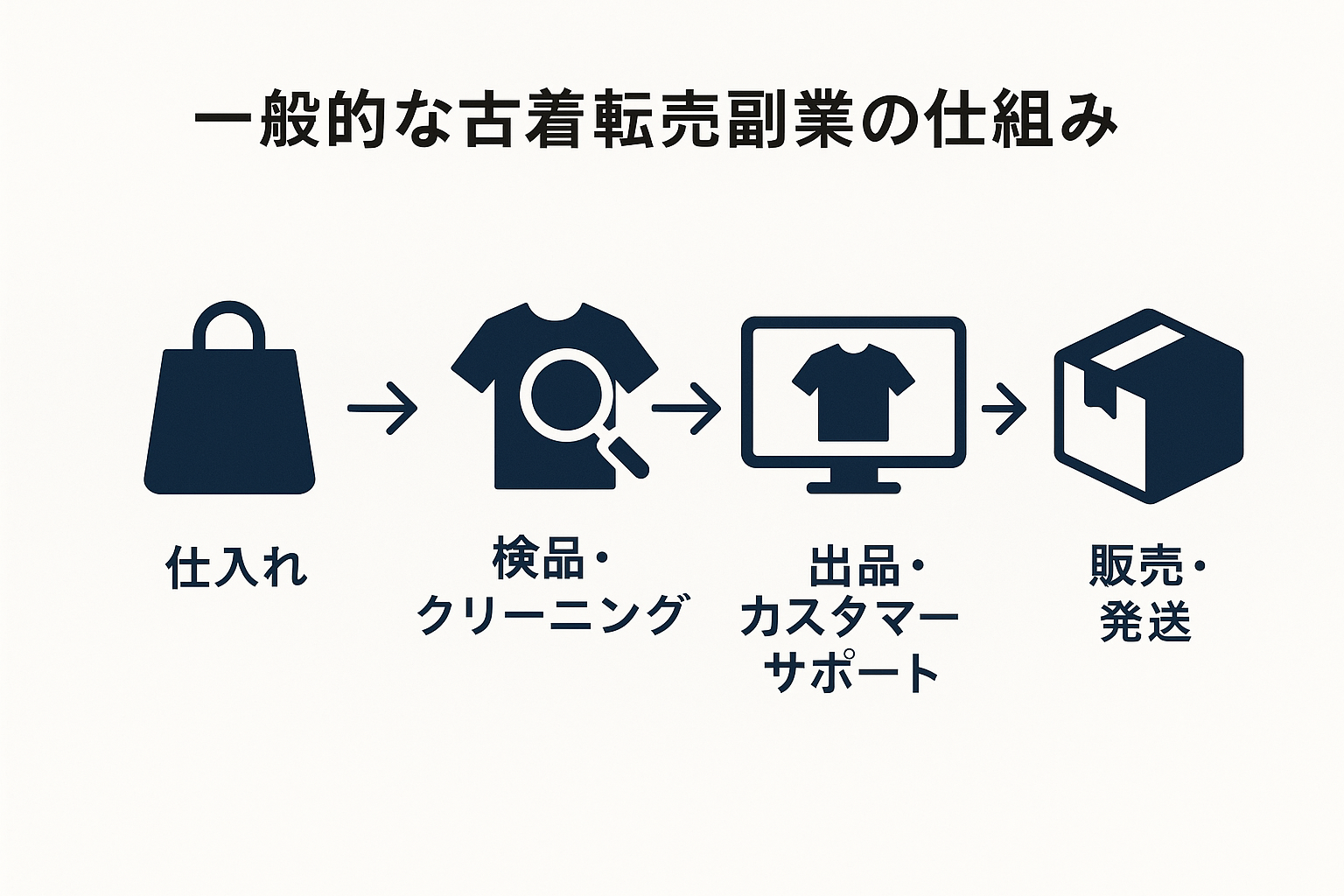 古着転売を副業で行う一般的な流れ